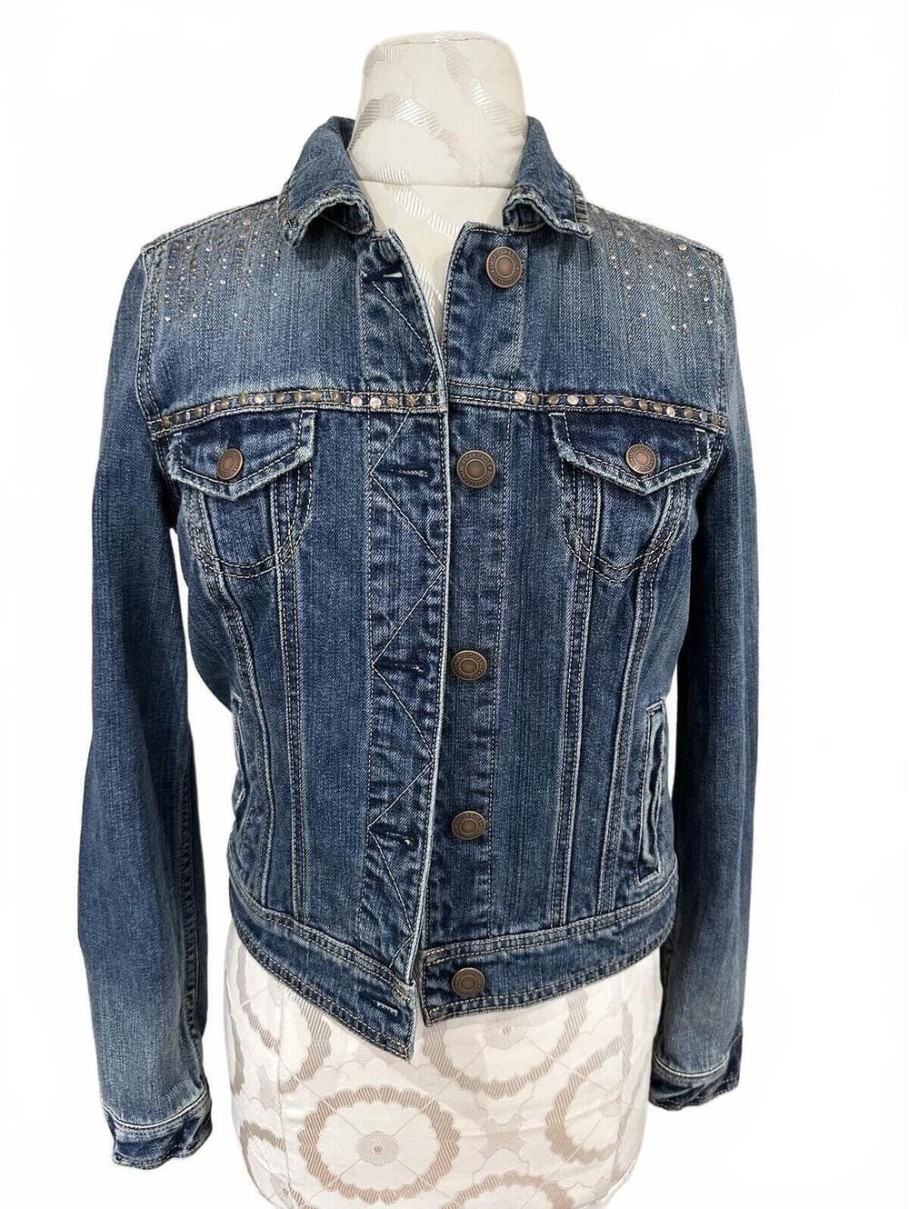 American Eagle Outfitters Jacket Woman's Navy Denim Studded Size S/P